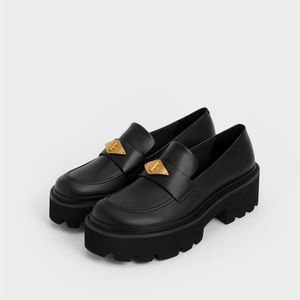 Penny Loafers chunky platform with metallic accent